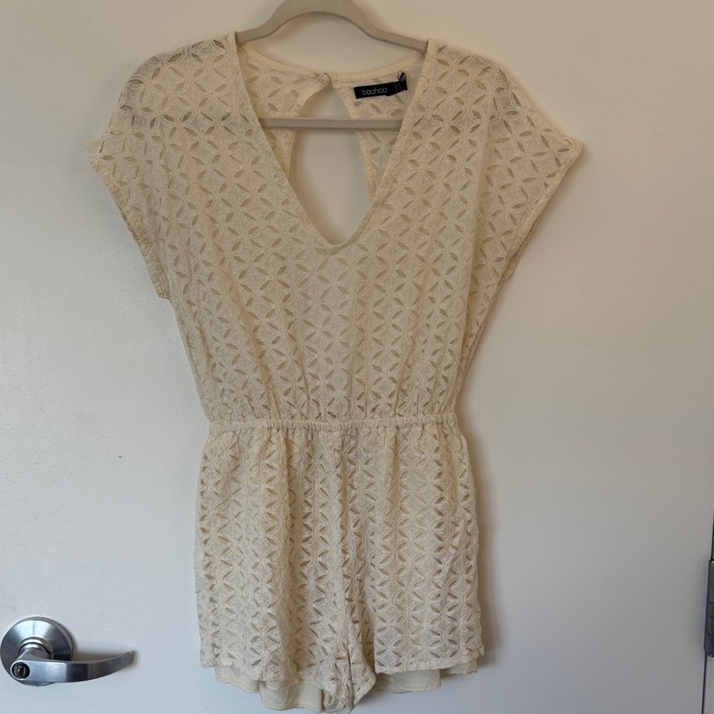 Boohoo Ivory Lace Romper